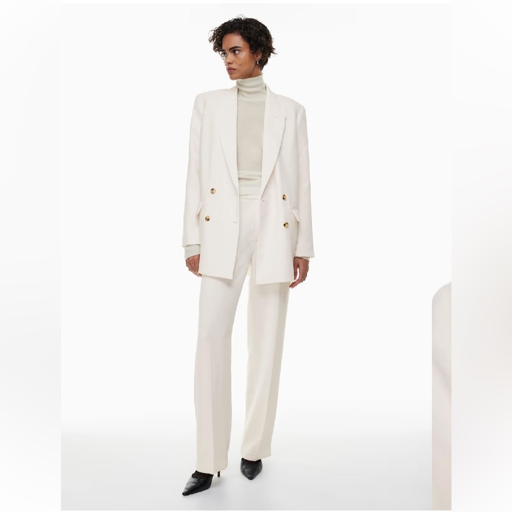 Aritzia Wilfred Cherrelle Blazer Cream Formal Wedding Guest Double-Breasted Sz L